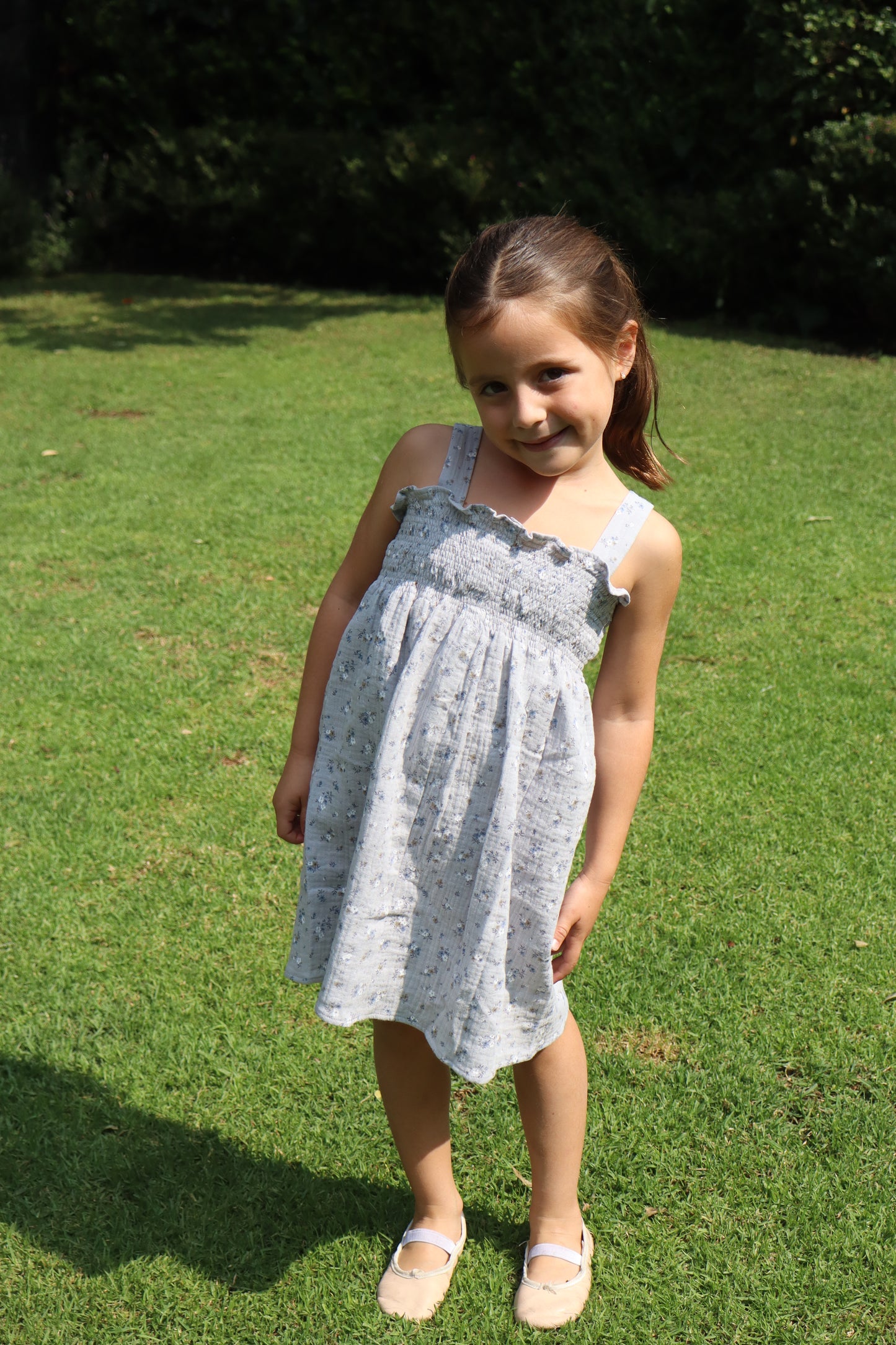 Vestido Niña Gris Azul