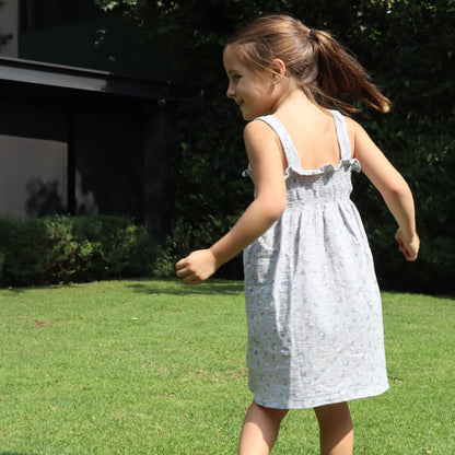 Vestido Niña Gris Azul